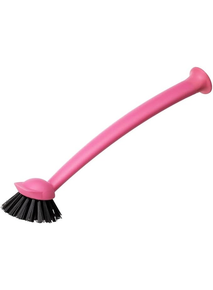 Dish-Washing Brush, Pink,Polypropylene Plastic Polyester Synthetic Rubber(Length : 29cm) - Image 1